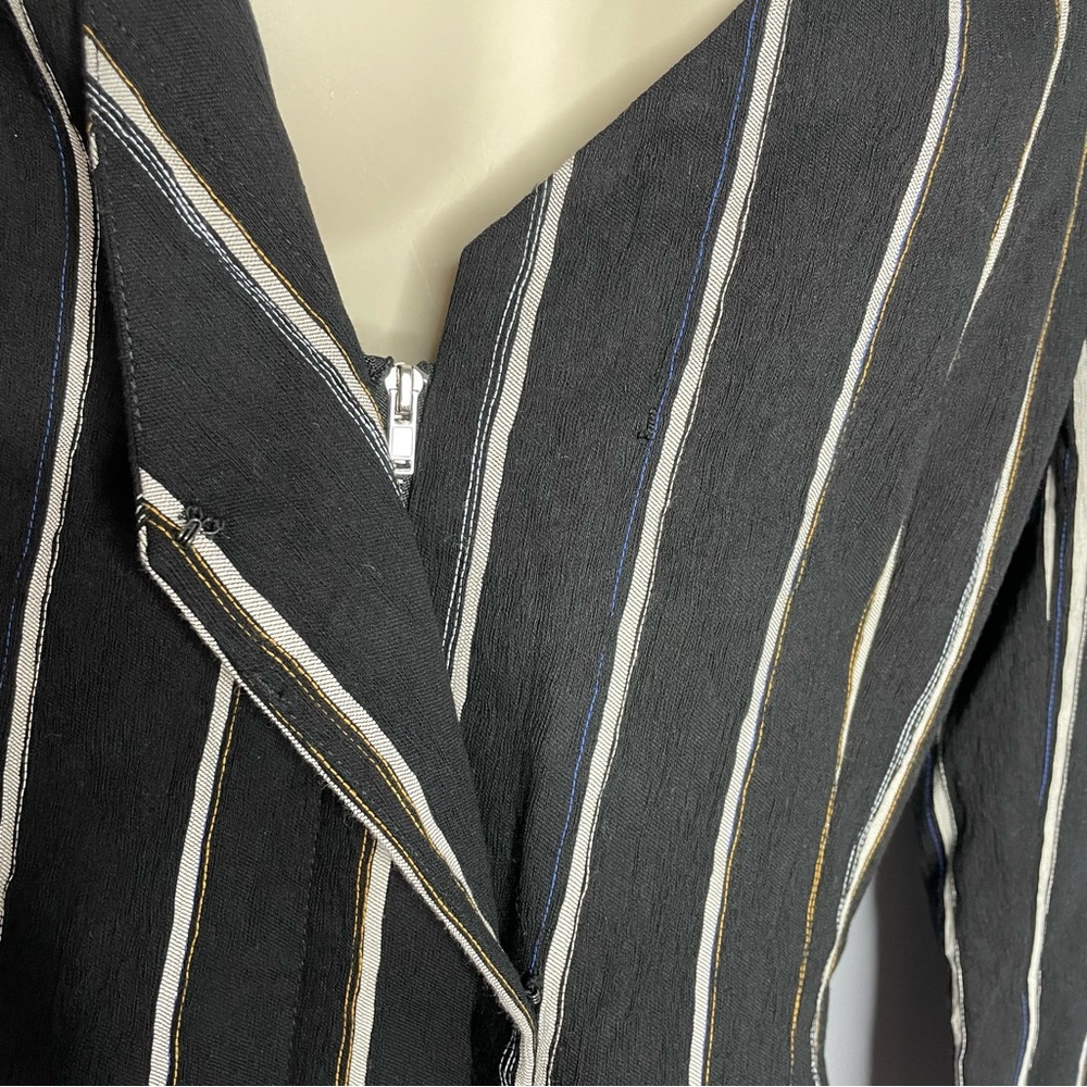 Protagonist  Black Striped V Neck Jacket - Picture 4 of 14